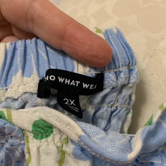 Who What Wear Linen Like Puff Short Sleeve Button Shirt w/ Gathered back Size 2X - Picture 4 of 5